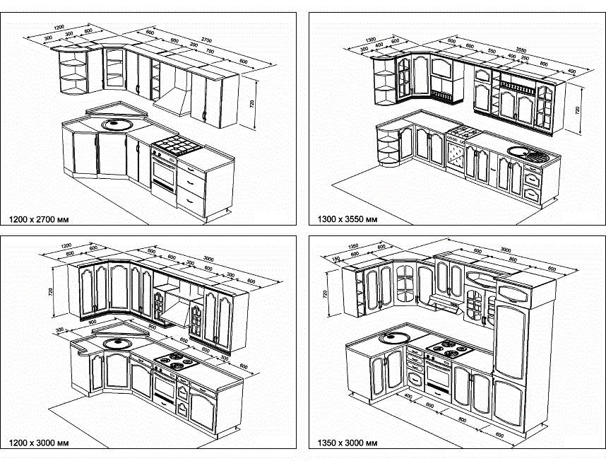 чертеж угловой кухни, угловая кухня на заказ, кухню заказать в СПб