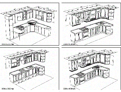 Кухня угловая - чертеж кухни №4 по индивидуальному проекту на заказ и стоимости производства. - вид 3 миниатюра