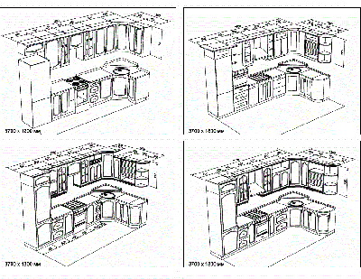 Кухня угловая - чертеж кухни №4 по индивидуальному проекту на заказ и стоимости производства. - вид 5 миниатюра
