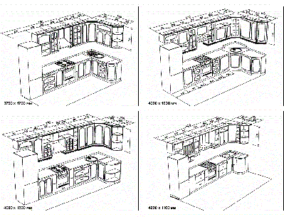 Кухня угловая - чертеж кухни №4 по индивидуальному проекту на заказ и стоимости производства. - вид 7 миниатюра